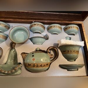 NEW Elegant Tea Set with Chinese Calligraphy